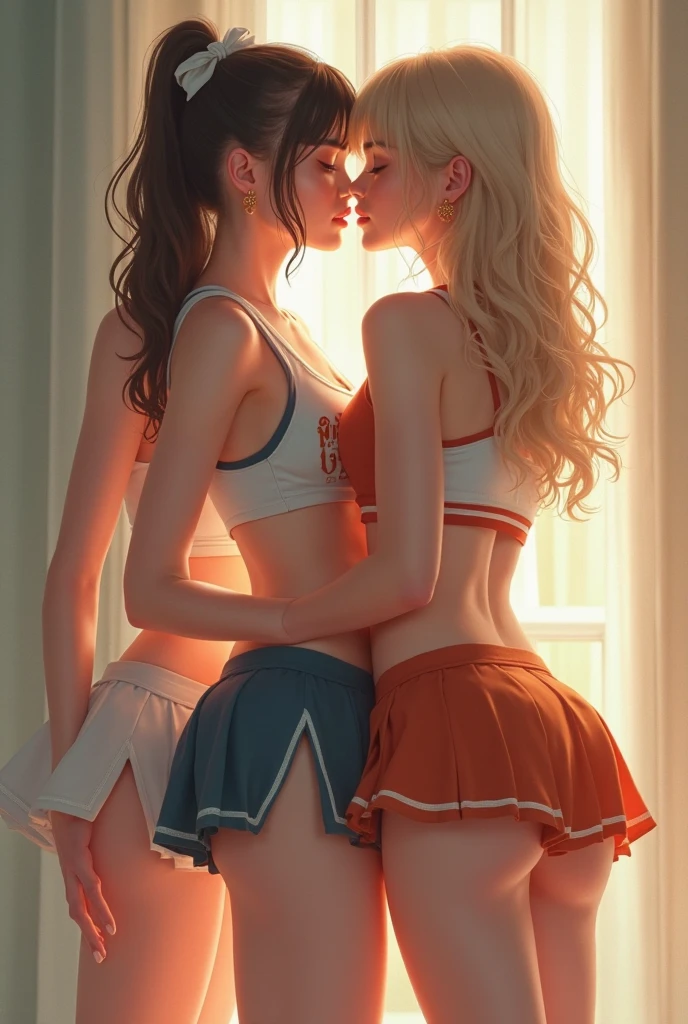 extremely detailed picture of cute cheerleader girls peeing in their underwear