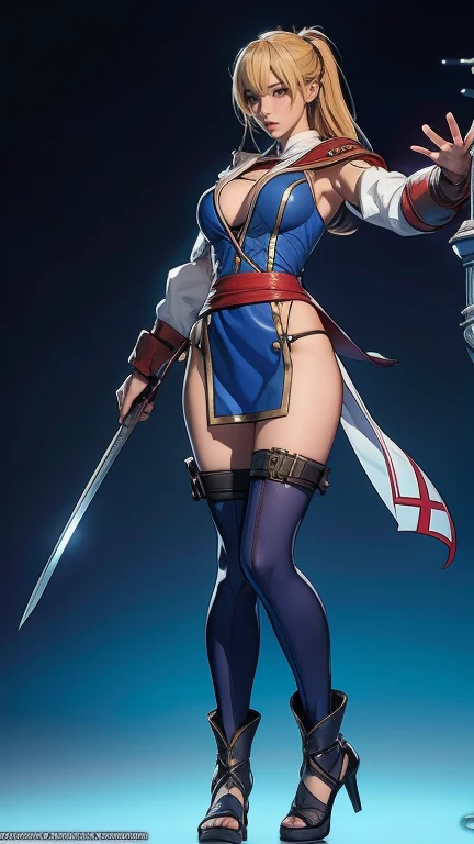 (masterpiece, 4K ,Super detailed:1.2), (anime:1), Dynamic posture, Strong women, Female Fighter, Blue short hair, Wearing a hood, tall, Full body side view, View Viewer, Pure white background