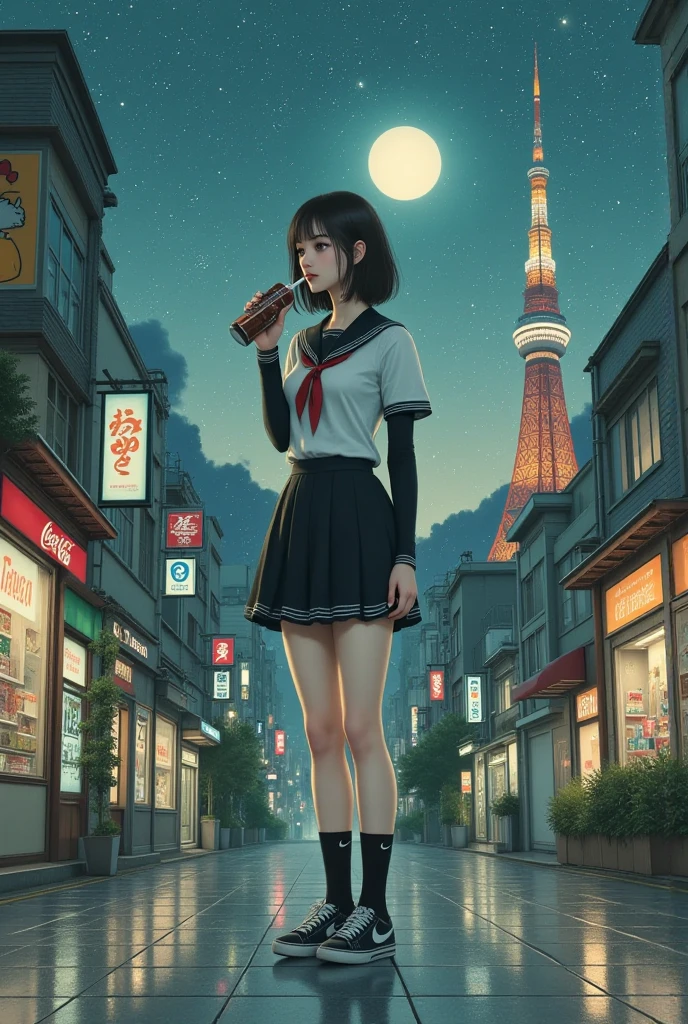 Anime Woman eating an apple after the apocalypse