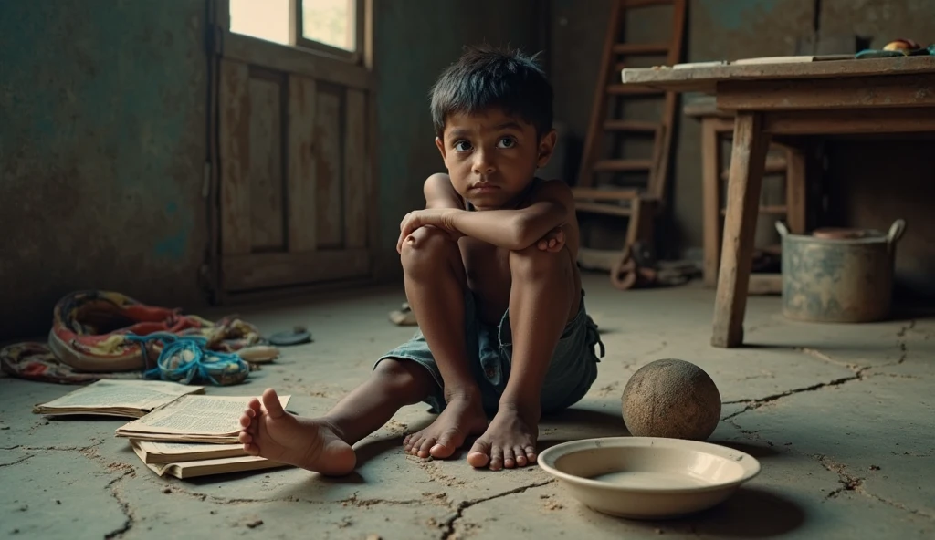 A indian poor boy is making a big dog cut of potato people are watching