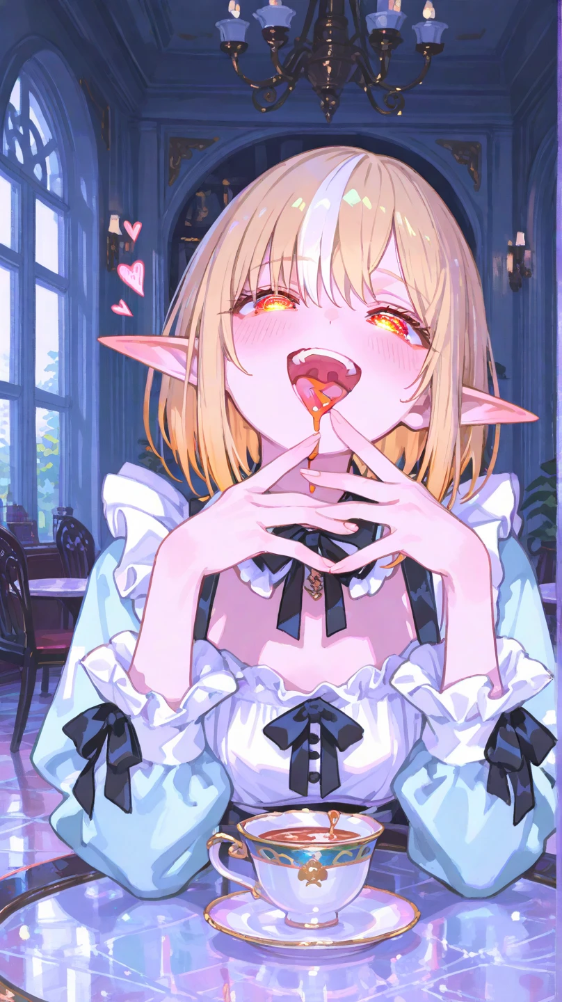 ((Mejor calidad)), ((obra maestra)), (detallado), cara perfecta, elf girl, ahegao, titjob, cum in mouth, cum on tits, blowjob,