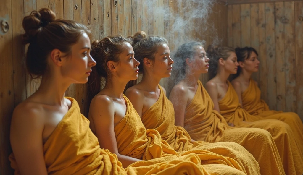 indian kali temple,three eldery indian ladies in nude,they kneeled down,bend over & hands on the ground,healthy volume hairs,Flooded with 10000 liters of oil,hairs like oil pulp,whipping their hairs,hairlines are all together till the end,hairs totaly wet,