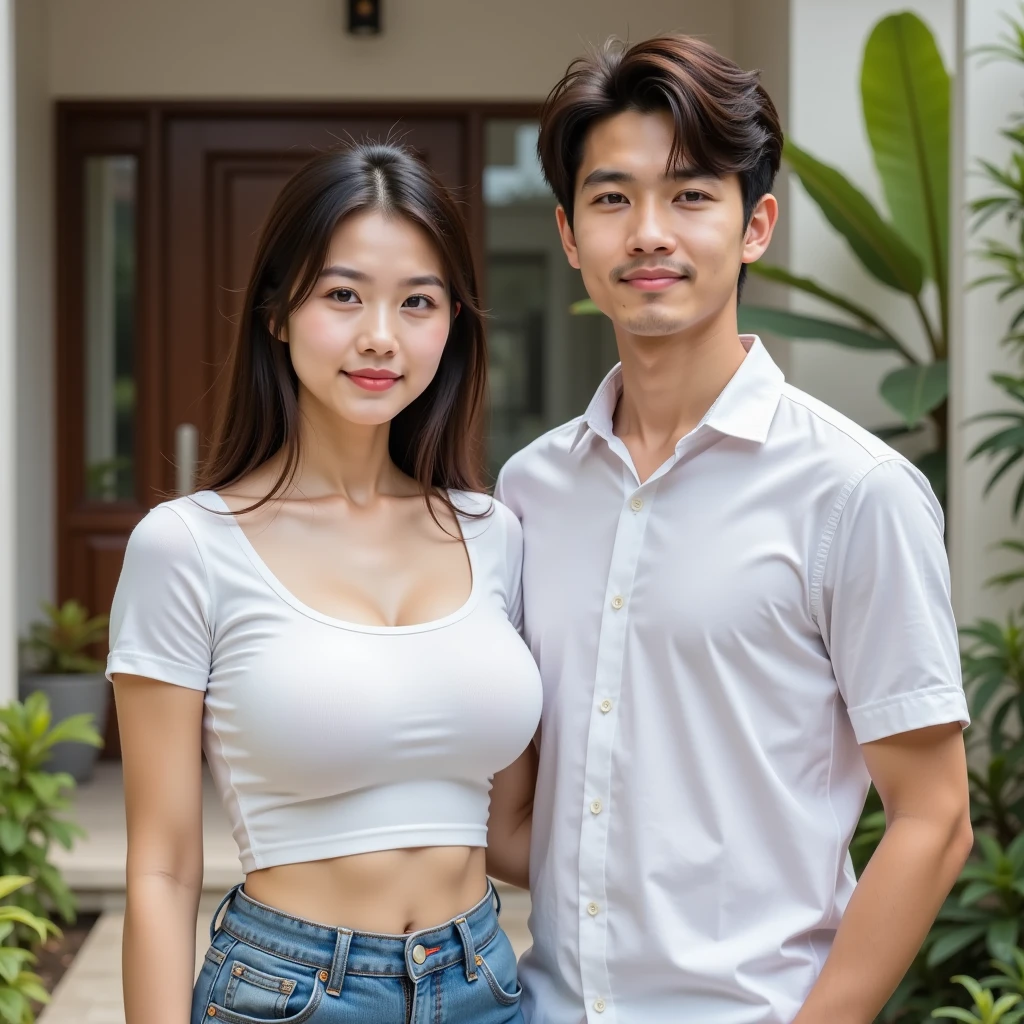 a couple , girl with height 156, weight 68 age 31 thai with boy age 26, height 169 , weight 5