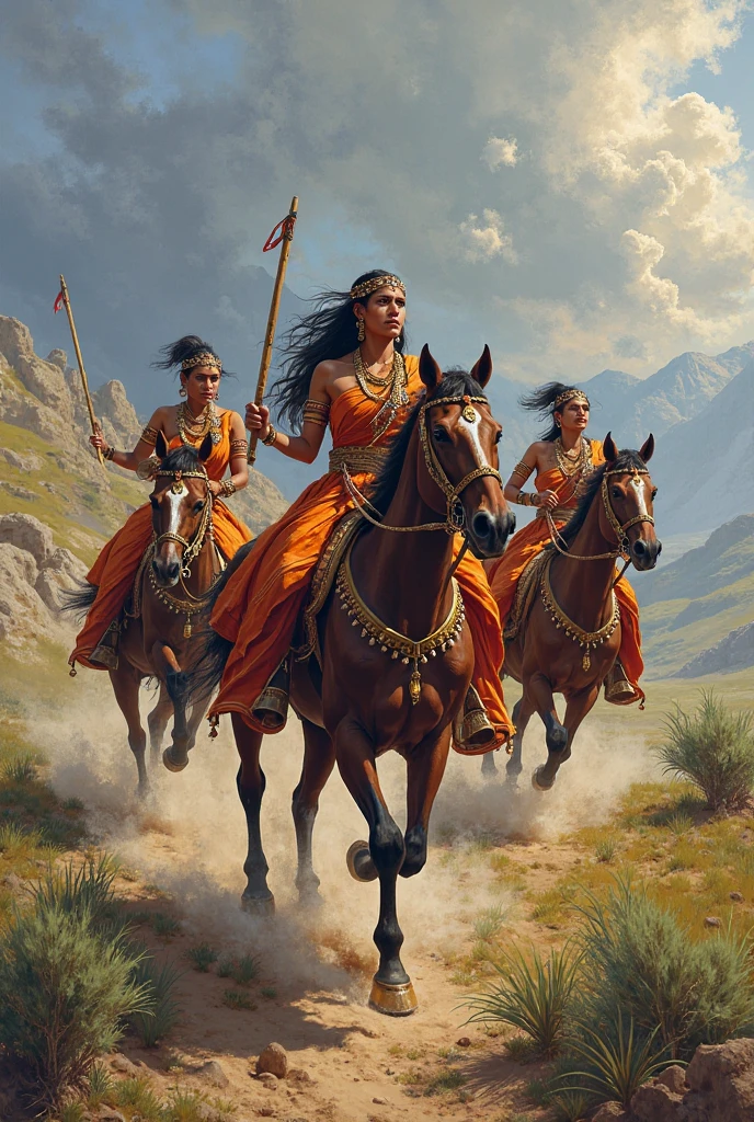 Indian women riding horse on bra