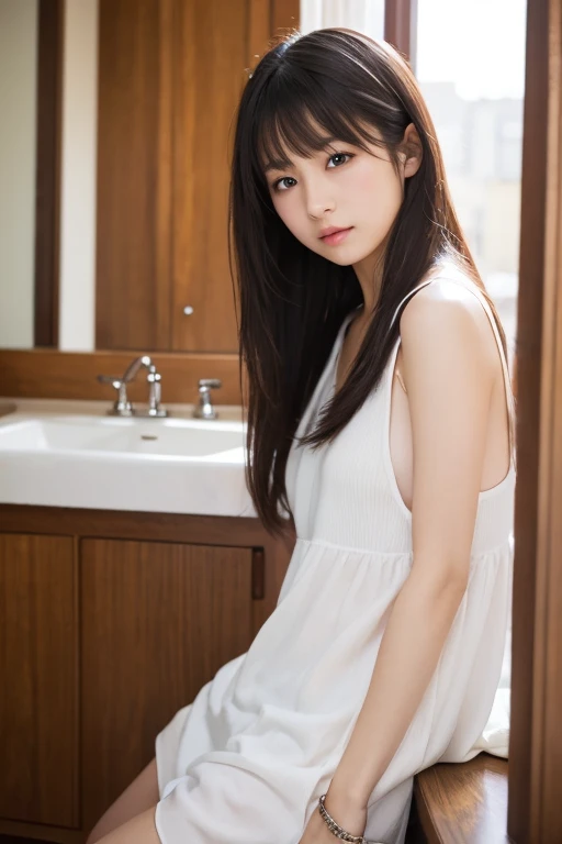 1girls, masterpiece, highest quality, disorganized, retro artstyle, 1980s \(style\)))), look viewer, (((Drooling on the beach))), (Madoka Ayukawa, long hair, full nude), (((fll nude))), knee shot, full blush, (((no Panties))),, Take a look here, (((nsfw))), view audience, short hair, 2girls, nsfw, Genitals are visible, (((See here))), nsfw, (Japanese girl showing off genitals:1.1), look viewer, hands on knee, cameltoe,