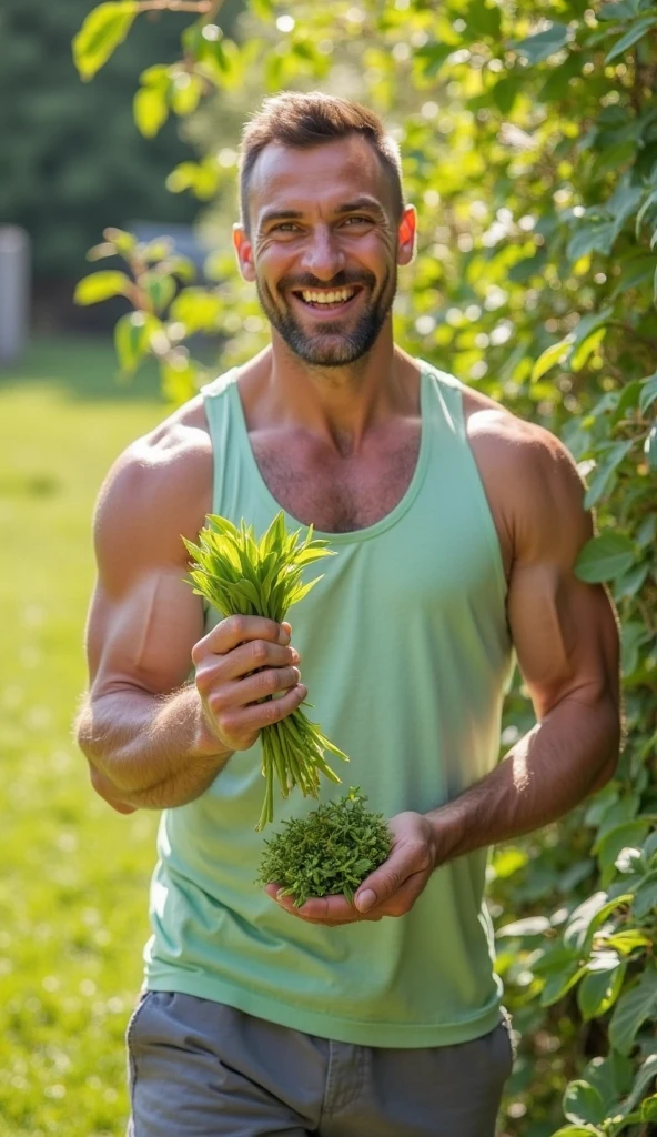 realistic, masterpiece, intricate details, detailed background, depth of field, cinematic, muscular, pectorals, photo of a handsome younger boy, no body hair, no beard, wearing nothing completely naked, big penis size, correct looking penis, well-shaped penis, smooth penis, farming, greenhouse, barrels, bushels of fruits and vegetables, sunlight, (smile:0.7), dirty, sweaty, looking at viewer,