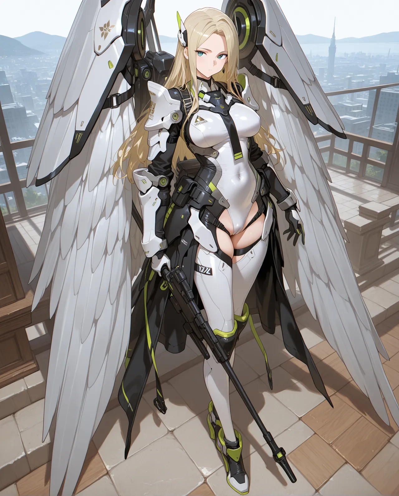 anime - style image of a woman with long hair and wings, beautiful cyborg angel girl, oppai cyberpunk, m4 sopmod ii girls frontline, biomechanical oppai, female cyberpunk anime girl, cyberpunk anime girl, perfect android girl, mechanized valkyrie girl, angel in plastic armor, from arknights, anime goddess, from girls frontline