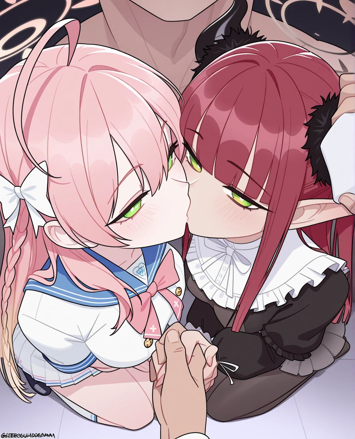 ((((1girl,tall stature)))and(((1shota boy,short stature)))),((((hetero)))), 1girl,(tall stature:1.4),(curvy:1.4), cornrow,extra long hair,pink hair, brown eyes, large breasts,pale skin,shiny skin,body on bruise,disgust,mocking,looking down,close mouth, clench teeth, BREAK ((magical girl, cute)), (cum:1.4),cum in pussy,(cum on clothes:1.4), cum on breasts,cum on body,cum on facial, bukkake,cum in mouth,cum on hair,(excessive cum), BREAK (1shota boy:1.4),(short stature:1.4),(short penis:1.4),dark-skinned shota boy,interracial, sexual ecstasy,trembling,(He wears boxing shorts),Boxing Gloves, BREAK ((vaginal,sex)),rape,1shota boy hold head,(clothed sex),((fertilized egg)), ((implantation)),egg cell,sperm,((wrestling ring)),(((masterpiece))),(((best quality))),((ultra-detailed)),(illustration),((an extremely delicate and beautiful)),(detailed background),