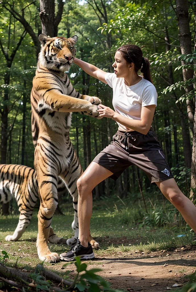 Tiger and cat fight