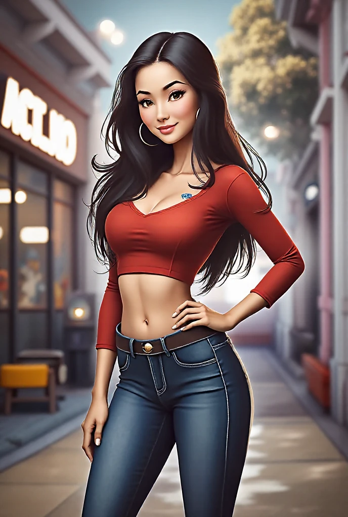 Illustration of a cute, energetic and sexy gal