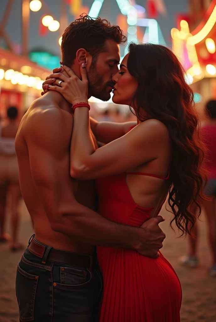 a completely naked man and a completely naked woman without anything doing sex in public