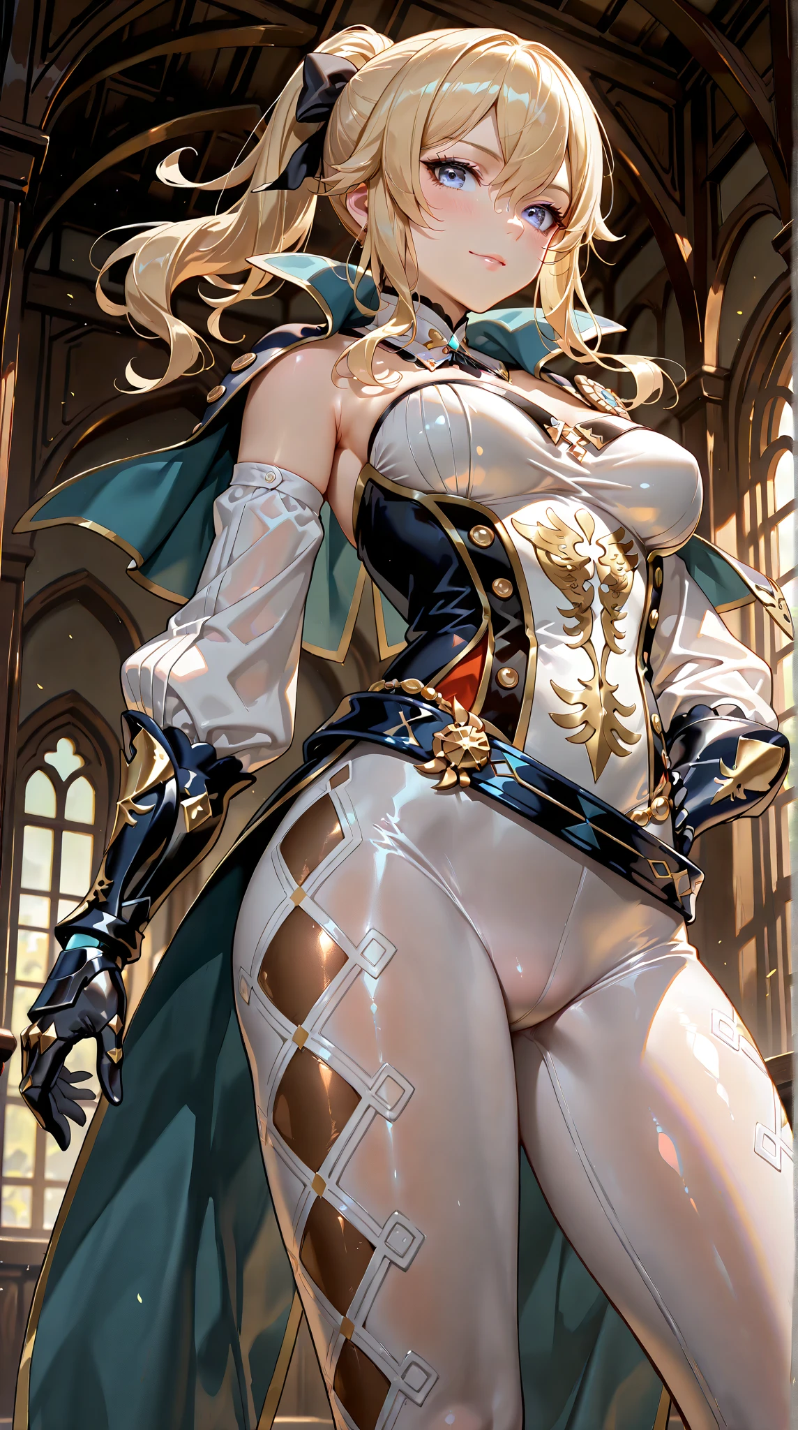 1girl, beautiful, perfect lighting, muscular, thighs, large breasts, mature female, milf, navel, abs, looking at viewer (masterpiece, high quality:1.1), blonde hair,horse ears,paladin,armor,