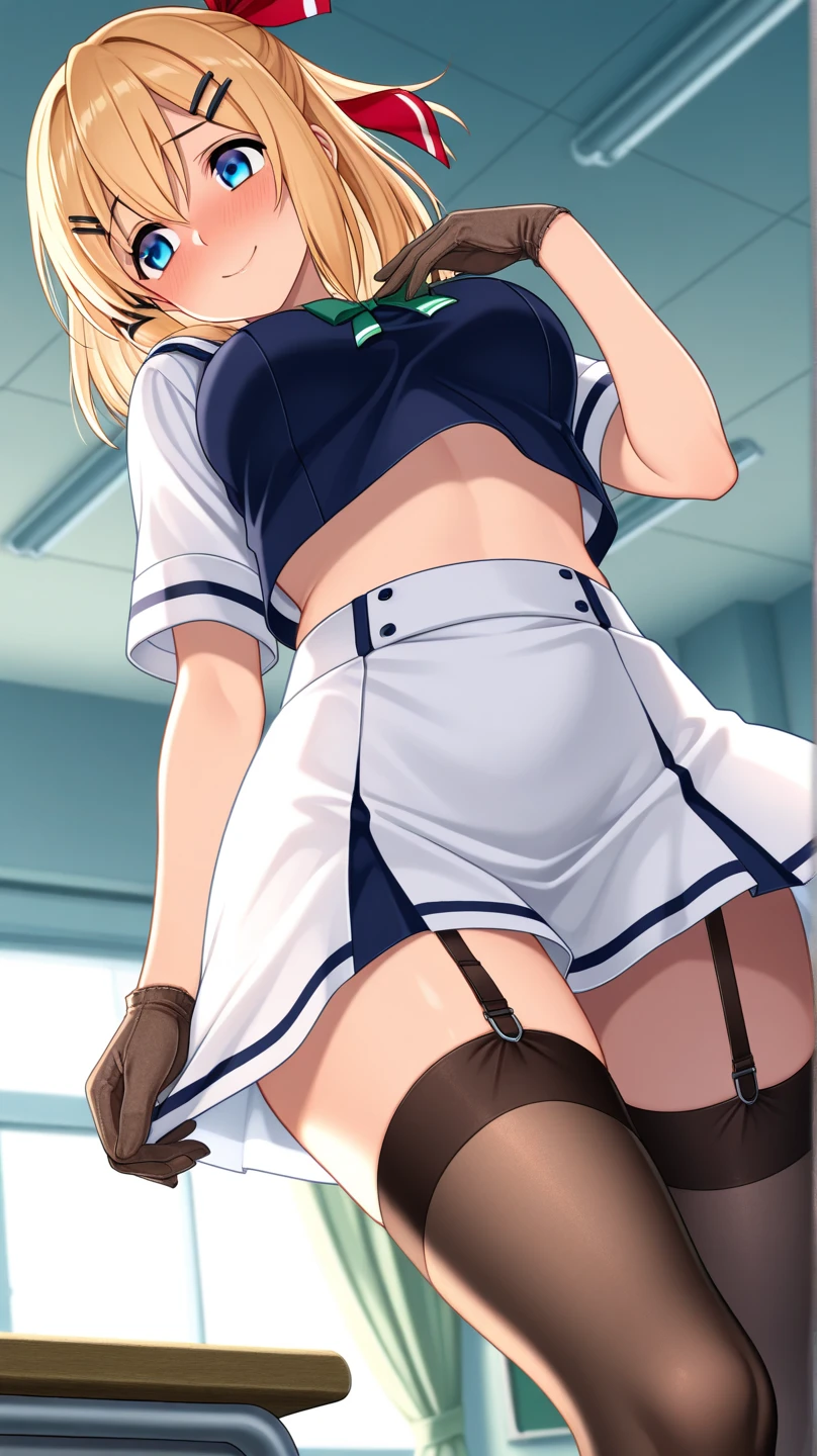 ((2 girls))、(smile:1.5)、Small breasts、（Cowboy Shot）、(fun!!)、(cardigan)、(Blonde)、(blush:1.4)、、(single braid)、(Eye highlights:1.3)、, Rest indoors, ((Hospital room:1.5))、 BREAK while watching the audience、(Grab the skirt:1.0)、 (Perfect hands, Perfect Anatomy),Cowboy Shot、(Skirt lift:1.3),(Highly detailed panties:1.3)、(Highly detailed panties:1.3)、、(スカート that rolls up:1.3)、(Full-fledged panties:1.5)、Light blue eyes、nurse uniform
、nurse cap