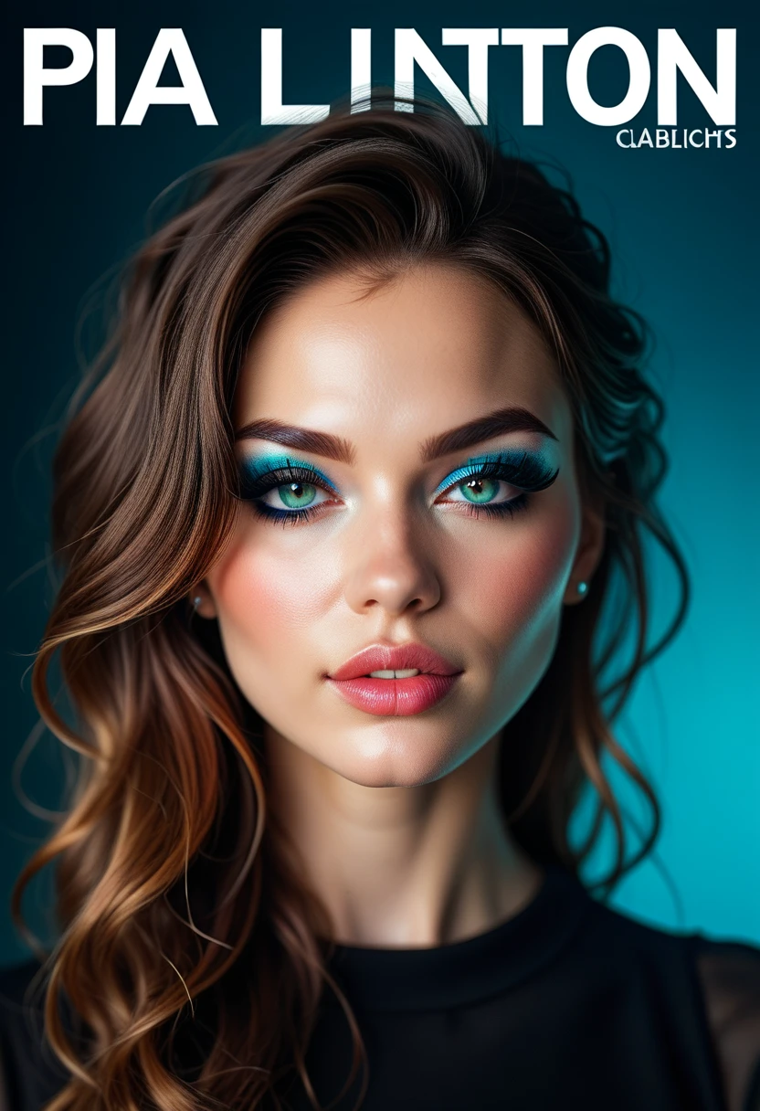 A hyper-realistic digital illustration of a Western beauty focusing on artistic intricate details rather than the full face, Capture a macro close-up of specific features—a pair of luminous mascara-enhanced eyes that shimmer with delicate highlights velvety lips exhibiting perfect texture and skin brushed with a subtle natural blush that emphasizes its refined smoothness, Use precise intentional zoom-in to showcase these details emphasizing the interplay of light and texture, Employ soft pastel-toned background lighting with gentle spotlights and micro-highlights to accentuate the contours and textures of her hair makeup and skin creating a dramatic yet elegant contrast, The overall composition evokes a magazine-cover quality blending refined beauty with an artful exploration of light shadow and exquisite detail