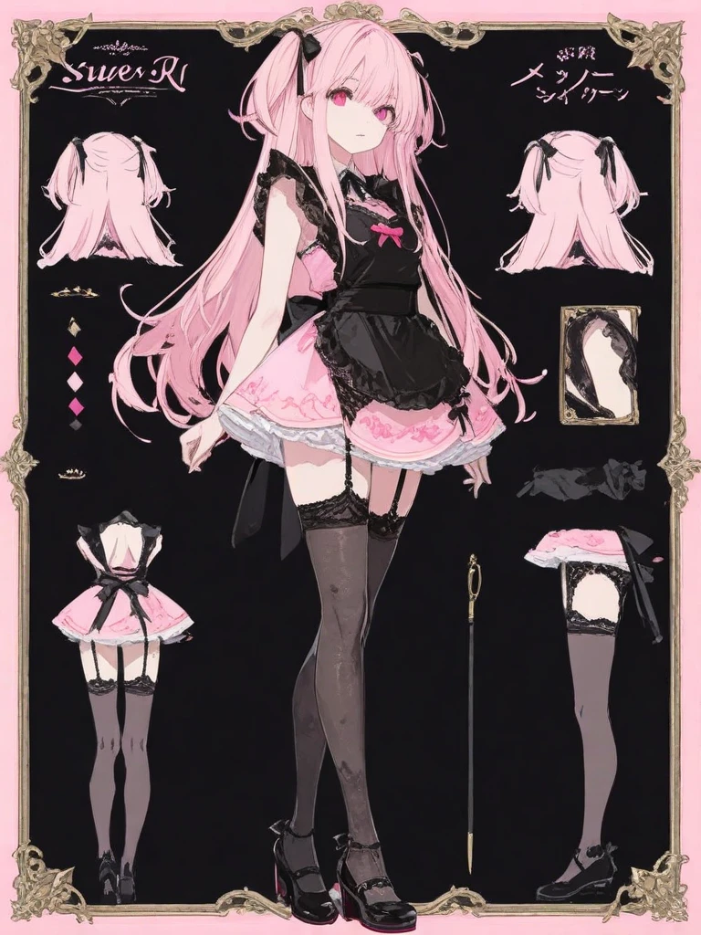 ((Masterpiece, Highest quality)), perfectly proportions,CharacterDesignSheet,full bodyesbian,Sexy woman,A pink-haired,lacepantyhose,Starry Sky Stage,Star decoration,Natural light