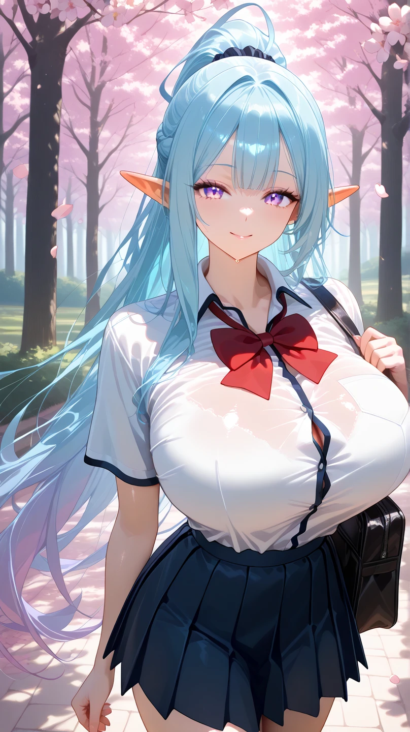 BREAK looking at viewer, BREAK (masterpiece:1.2), best quality, high resolution, unity 8k wallpaper, (illustration:0.8), (beautiful detailed eyes:1.6), extremely detailed face, perfect lighting, extremely detailed CG, (perfect hands, perfect anatomy),outdoor,nsen,hot springs, night,aqua, long hair, blue eyes, hair ornament, very long hair, blue hair, hair rings, single hair ring, hair bobbles, thighhighs, bare shoulders, detached sleeves, white thighhighs, , green bow,nipples,nipples see through,showing panties,wet panties,lace panties,no bra,naked breasts,spread legs,lie on back.