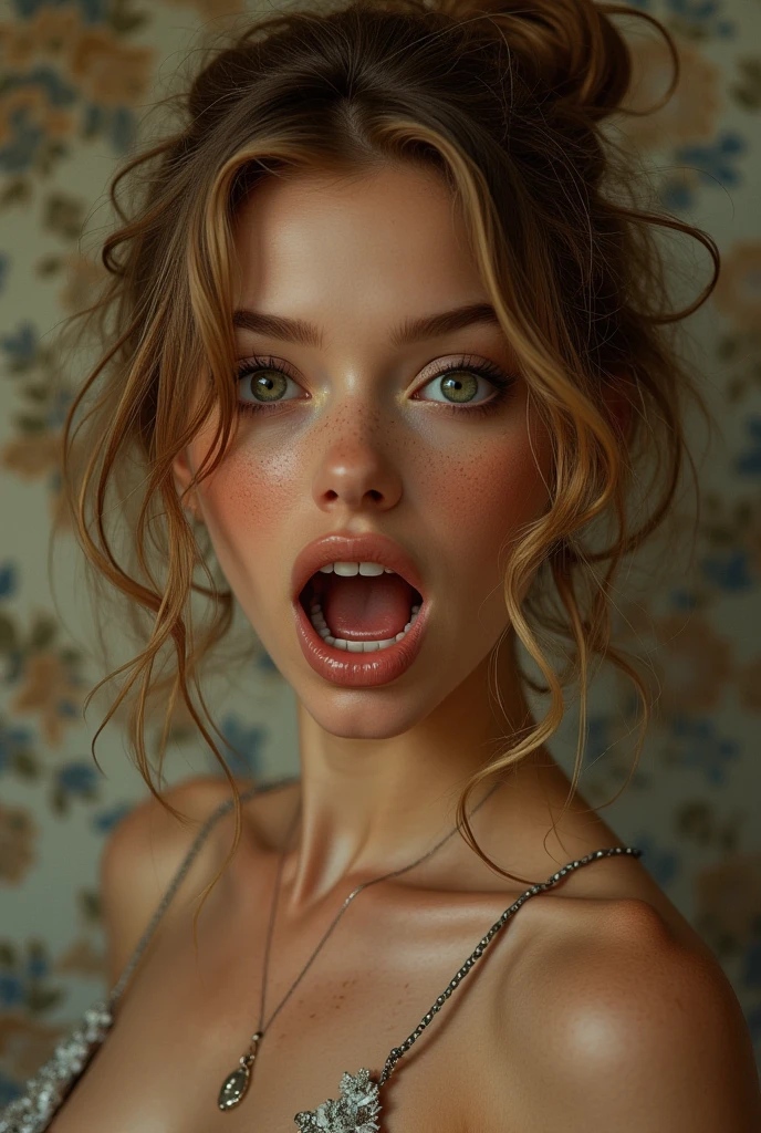 Teen girl showing vagina with erotic face