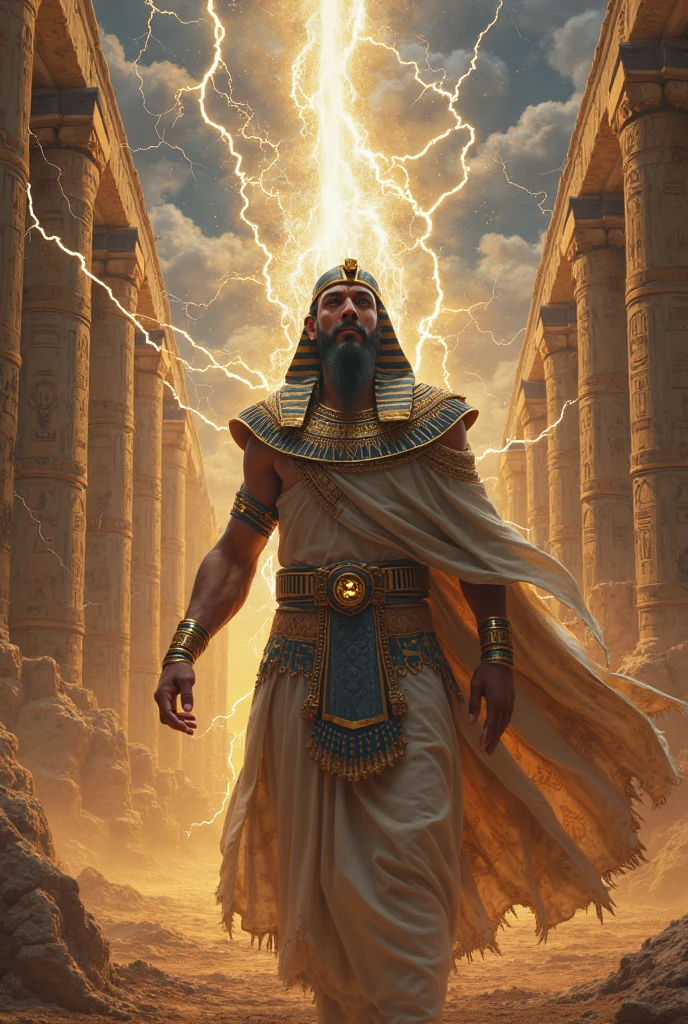 an image of an egyptian god with lightning coming out of his chest, pharoah, storm egyptian god, jason momoa as assyrian, atlantean warrior, egyptian mythology, the egyptian god, adobe ilustrator, god of the dead, as atlantean reptilian warriors, egypt god, egyptian god, atlantean, powerful god, divine realm of gods --auto