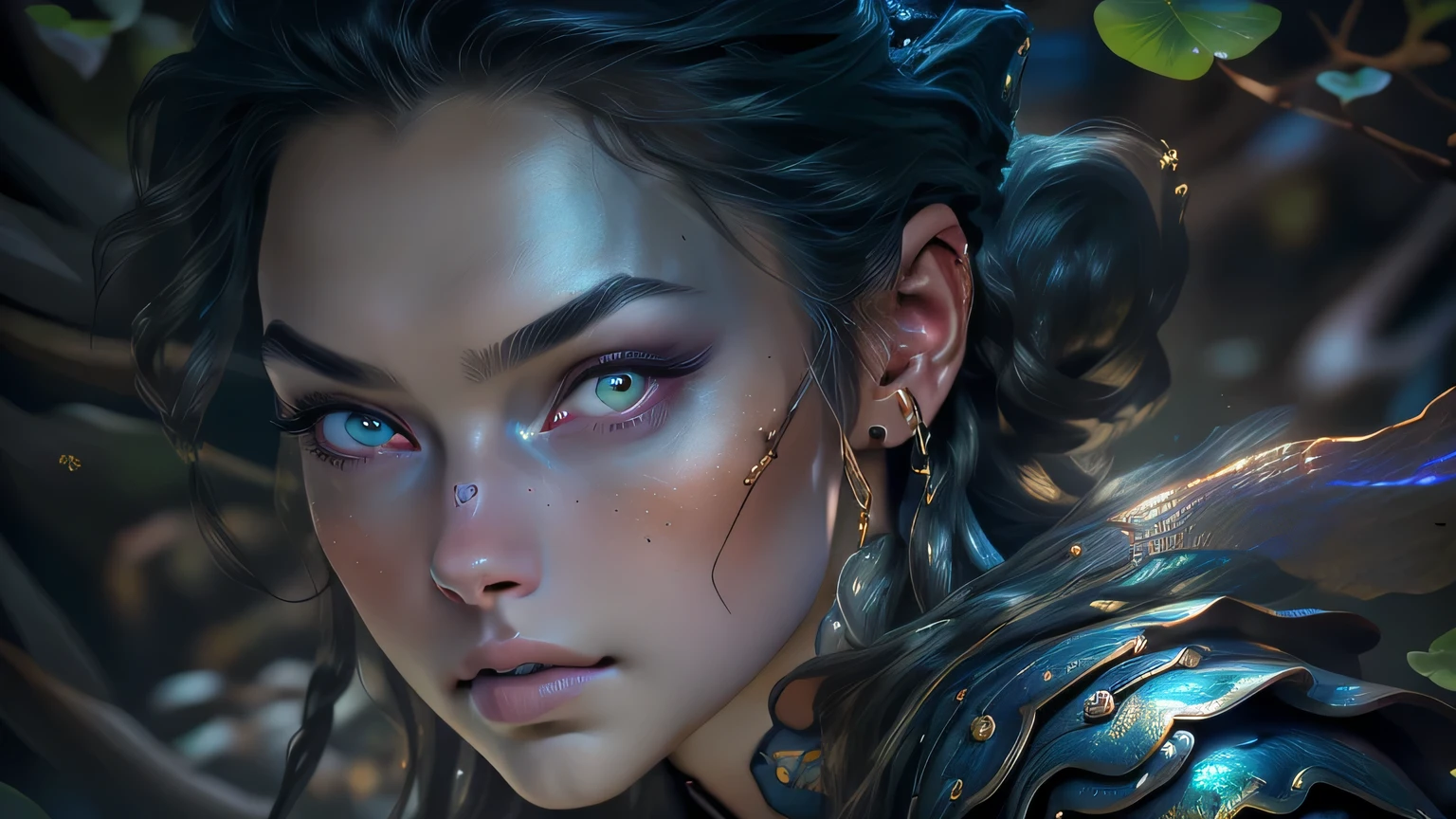 A stunning digital painting of (l4r4f8:1.7),masterpiece, best quality, high detailed, (As Naomi Misora from Death Note, capture her in a casual yet classy outfit, her brilliant mind and determination hidden beneath the surface. Place her against the backdrop of a dimly lit city street, her face a mask of determination as she investigates Kira's crimes. Make this a spellbinding, 8K resolution masterpiece that captures the essence of this fiercely intelligent woman, a magnificent addition to any high-end art collection.:1.5),(in the style of Keith Parkinson:1.3),(A pair of bold, retro-inspired sunglasses that shield her eyes from the sun while simultaneously adding a touch of glamour to her overall look.:1.9),(A low ponytail with a teased crown, creating a sexy, voluminous look with plenty of movement and bounce.:1.3),epic fantasy character art, concept art, fantasy art, a character portrait, fantasy art, vibrant high contrast,trending on ArtStation, dramatic lighting, ambient occlusion, volumetric lighting, emotional, Deviant-art, hyper detailed illustration, 8k, gorgeous lighting, <lora:VampiricTech:0.45>,vamptech,, wearing excessive makeup,Blush,Mascara,Eyebrow pencil,Eyeshadow,Eyeliner,Lip liner,Lip gloss,(Dramatic lashes:1.3),Cut crease,Ombre lips,Graphic eyeliner,extreme makeup, eye shadow, lipstick, excessive makeup