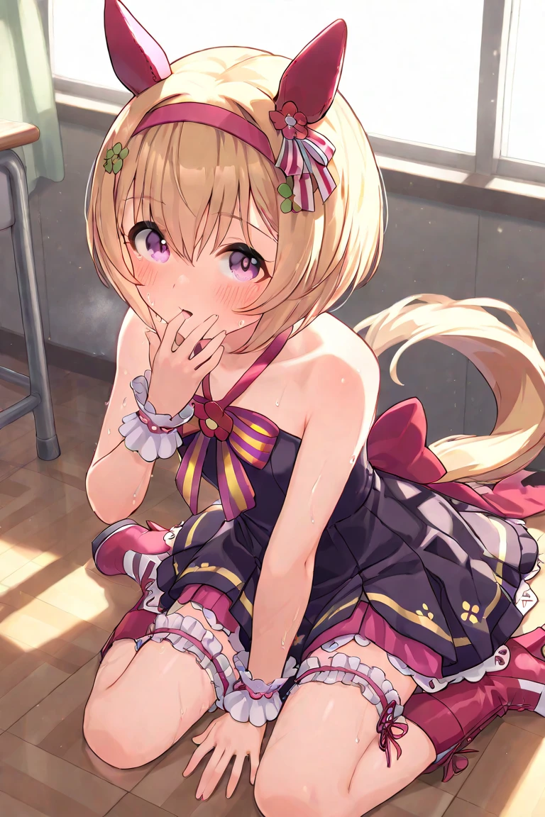 best quality,1girl,((little girl,small breasts,loli:1.3)),curvy,((orgasm,blush,sobbing / tears:1.3)),angry,sweat,Sakurai Momoka,blonde hair, short hair, ((pink dress,pink skirt,mini skirt,lift skirt,upskirt,kneehighs,white panties,lace panties:1.1)),((walking:1.1)),forest,forest林,crotchAngle,head out of frame,lower body,((have to pee:1.3)),covering crotch,(((hand between legs))),knees together feet apart,Pee,Urinating,wet,((((crowd,stage)))),mike,full body