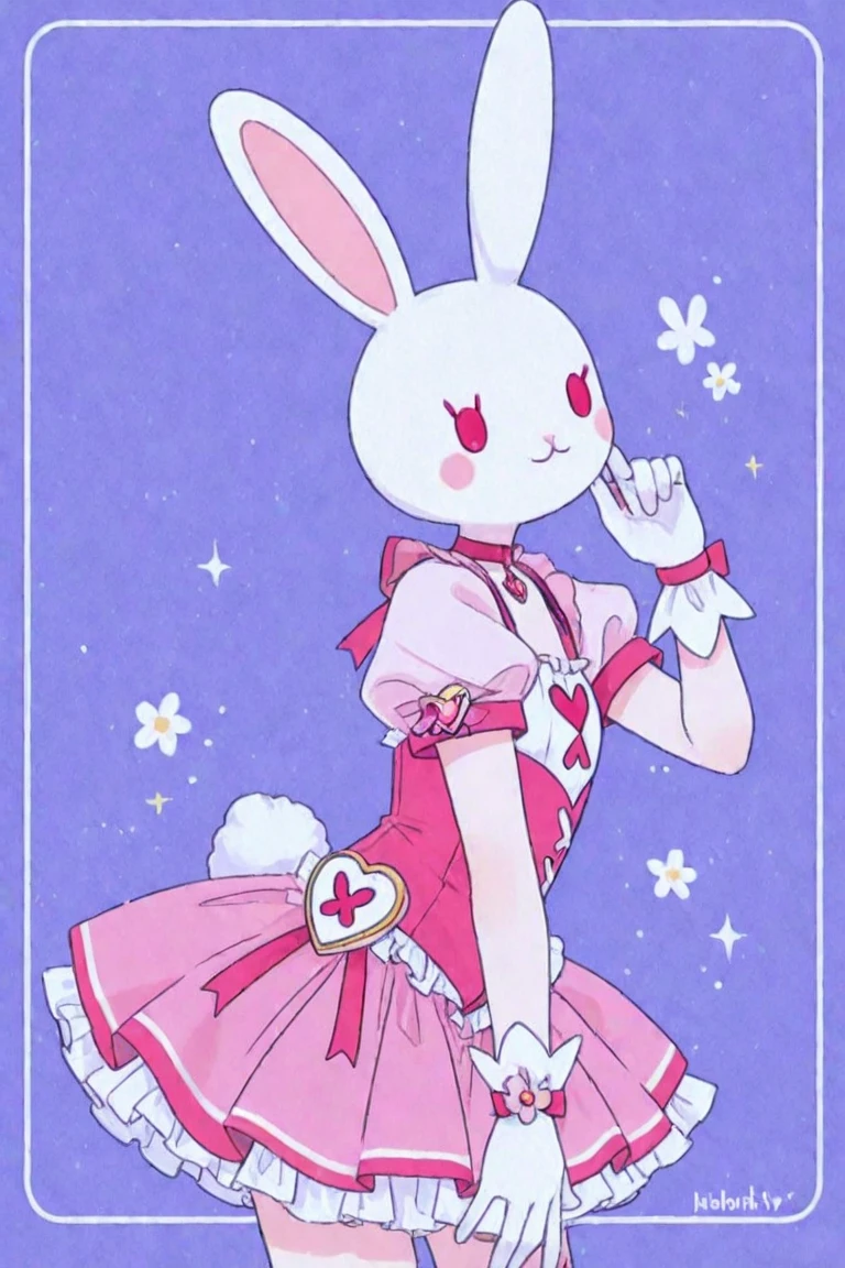 a jacklope, a bunny with deer horns, a ciano blue rabbit with pinky eyes, and white blue, deer hornes with cherry bloosom flowers in it, a tsukaima jacklope bunny, cute jacklope with golden rings in her ears, artstation tendency, a white jacklope (kyubey from madoka magica style), in a caotic multicolored palace background, neon palace