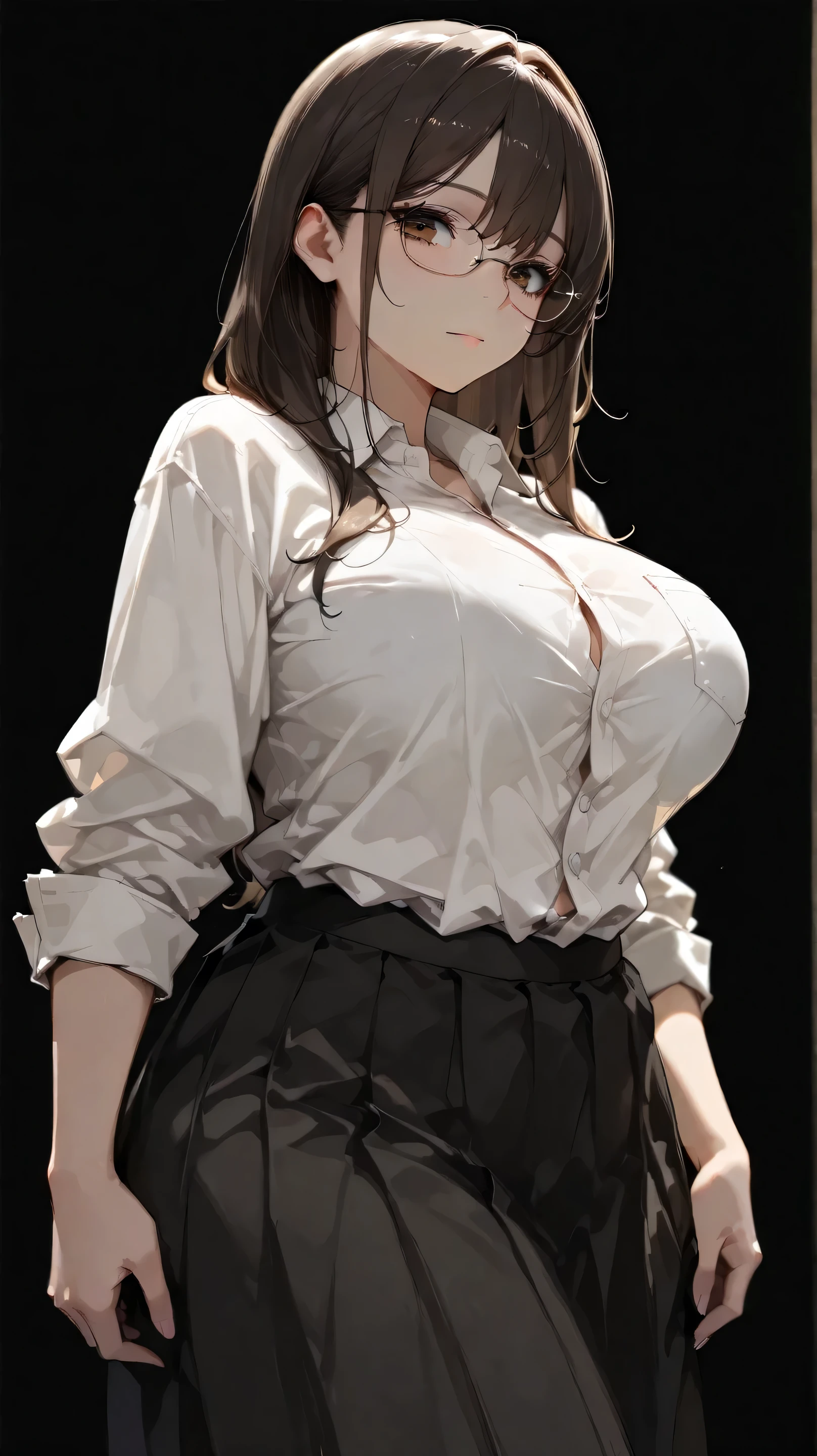 score_8_up, score_7_up, score_6_up, source_anime, anime screencap, best quality, clear face, 1girl, brown hair, long hair, brown eyes, long hair, big breasts