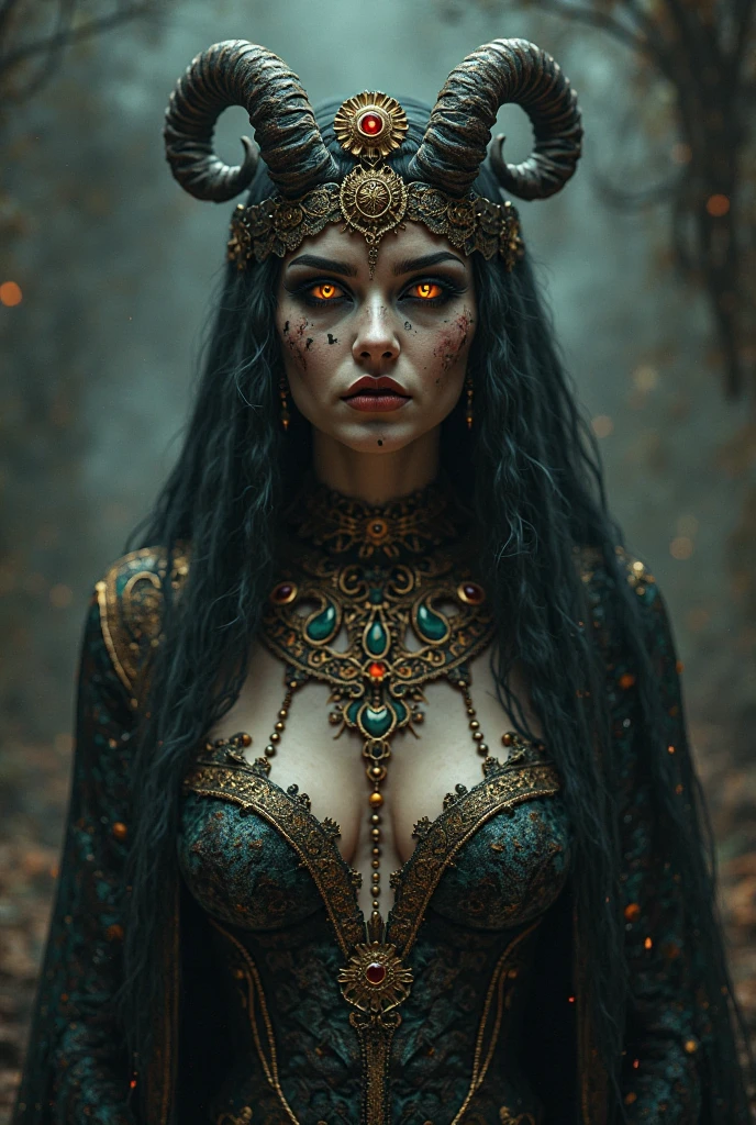 a beautiful masked kaijin hime, big breasts, wide hips, detailed face, intricate costume, elegant pose, highly detailed, photorealistic, 8k, best quality, masterpiece, vivid colors, dark fantasy, cinematic lighting