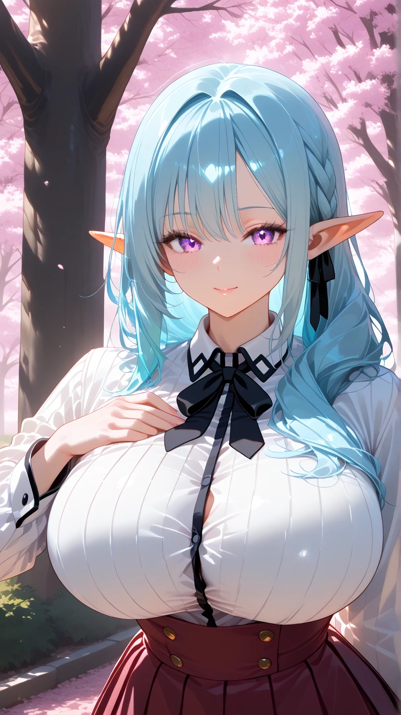 masterpiece,highest quality, Freezing, sousou no Freezing, Fairy, Are standing, blush, Mouth closed, Hair between the eyes, Long sleeve, Earrings, Absurd, High resolution, , Fantasy, Elven Forest, Glittering butterflies fly, Bluegrass and other colorful flowers in bloom, wood々The sunlight filtering through the gaps illuminates the garden.,Every intricate detail, Absurd細部, 神話Fantasy, Mysterious atmosphere, Oil painting-like brushstrokes，naked