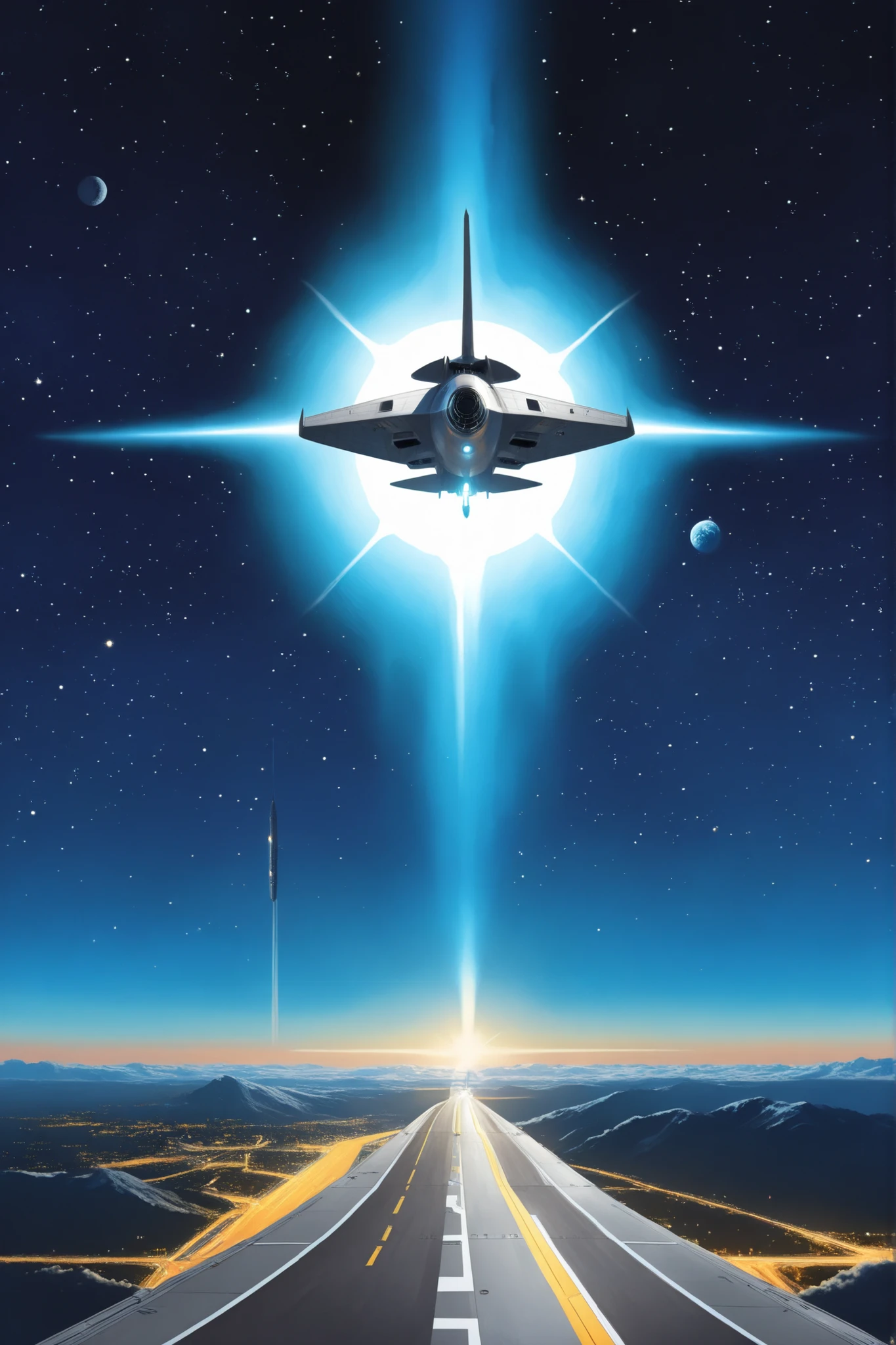masterpiece , Highest Quality , Highly detailed , absolute resolution , high resolution , Highest Quality , 8k , John Harris and Sid Mead Wind - Space Station in Lunar Space , The Tau Sete interstellar ship arrives at Antares C2's New Marseille dock , Distant Giant Spaceship by John Berkey