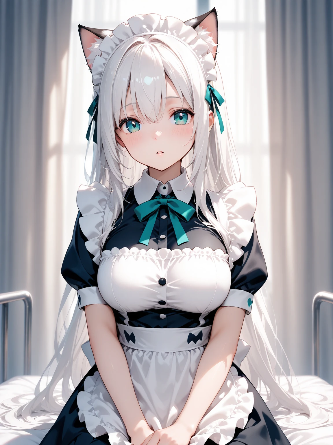 best quality, masterpiece, highres, solo, {mudrock_arknights:0.90}, {maid:1.40}, {long maid dress:1.15}