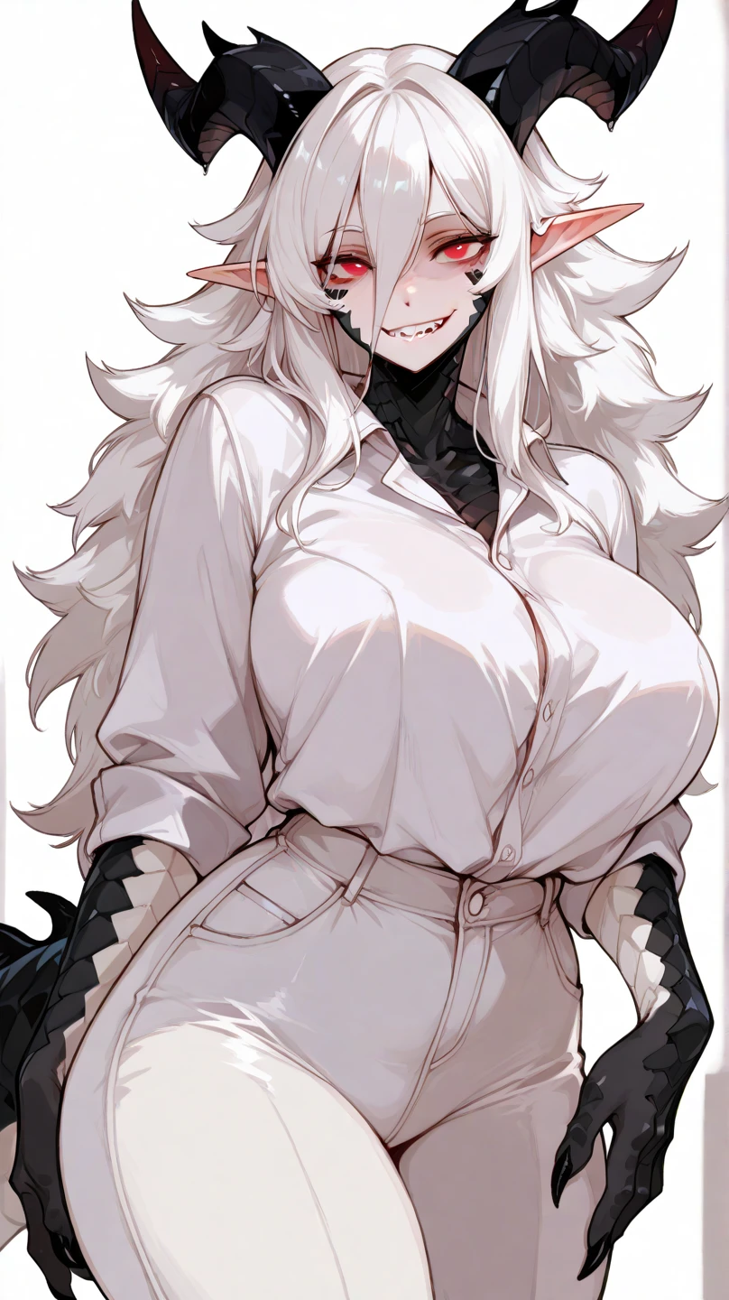 (solo) female anthro sheep, long fluffy hair, sheep, (big breasts:2.3), attractive, red glasses, off shoulder white shirt, cleavage, lace trim, pencil skirt, garter straps, black thighhighs, fit body, snow leopard tail,, thicc, freckles, freckles on face, smug eyes, (happy sexual expression, moaning with open mouth and tongue out viseble saliva), she is laying on the bed look to the viewer , on back, violet background, simple background, thick thighs (front view)