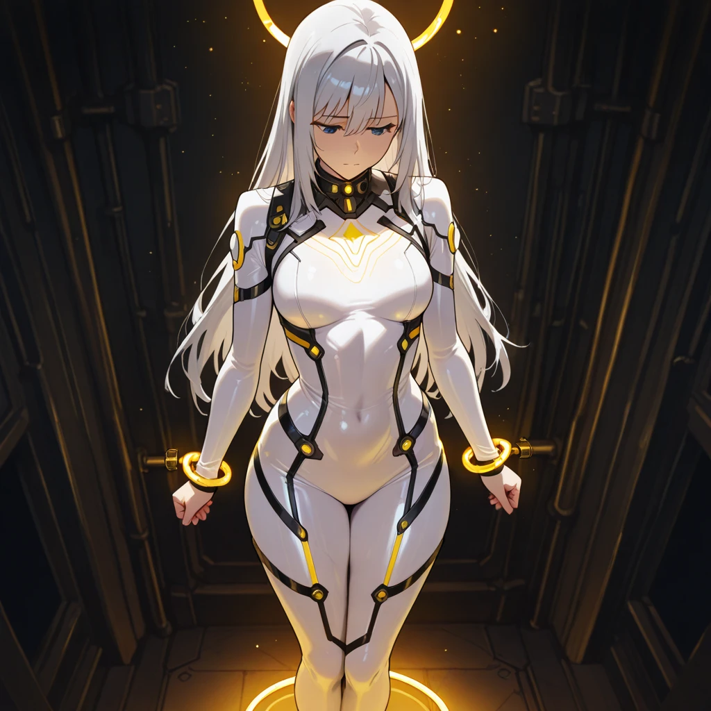 Venus Robot with a Halo in sparkle art style (score_9,score_8_up,score_7_up,score_6_up,score_5_up,score_4_up, source_anime)