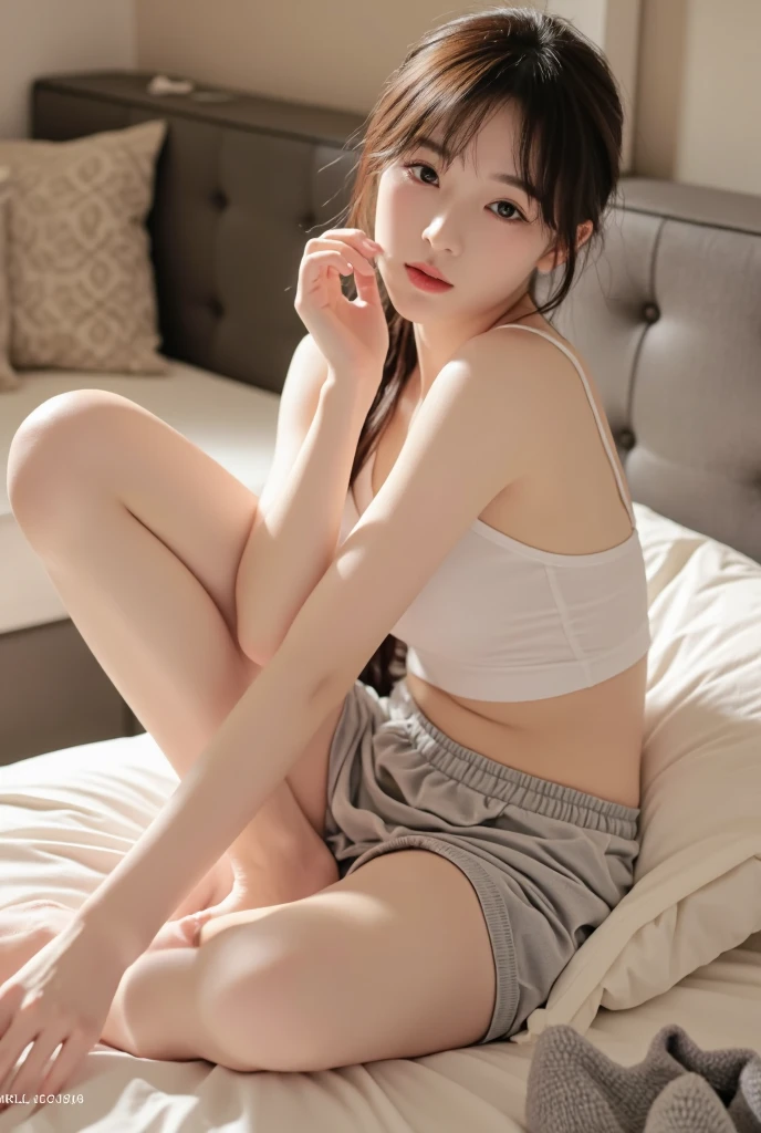 ((Best image quality、8K、masterpiece:1.3))、Realistic high-quality photos、Highest quality、Beautiful and graceful face and eyes、(((Put your hands behind your back)))、Uniform eyes、Black Hair、Shiny Hair、 OL、Wearing a short-sleeved blouse、Wear a long skirt、Full Body Shot. Sitting on the sofa、Bring your knees together and face forward、(((White panties can be seen between her skirt and legs)))、Medium build、Anatomically correct body、Viewer view from the front、