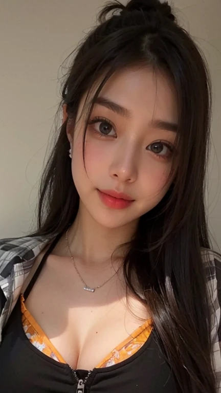 Beautiful big breastokeh), indoors, detailed luxury living room, gentle and charming beautiful goddess, Korean(kpop-idol), solo, necklace, oval face, double eyelids, smart, good hands, good feet, Natural, (from below angle), (glossy skin:1.05), ((low angle)), Perfect figure, (64k, UHD, RAW photo, best quality, masterpiece:1.4), (realistic, photo-realistic:1.37), ultra high res, photon mapping, radiosity, physically-based rendering, professional soft lighting, blue eyes, purpel hair
