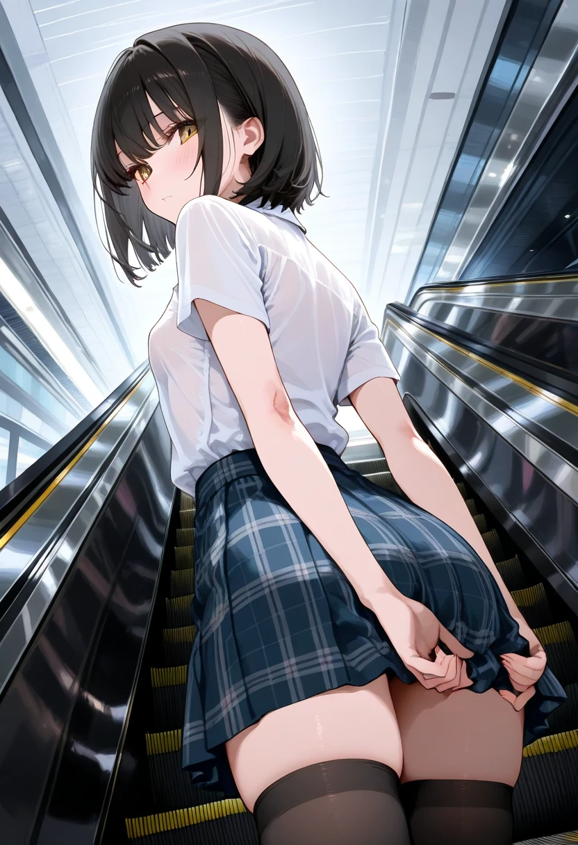 ((((Best Quality, 8K, 32K, masterpiece, 1.2)))),{{solo}},nsfw,{{{Artist: EUPHORIA's style}}},((perfect beautiful face:1.2)), public toilet in train, wearing , standing, peeing against men's toilet, leaking pee from pussy, half visible vivid pussy, ((public hairs:1.2)), defiant look, embarrassed, ((from below:1.2)),