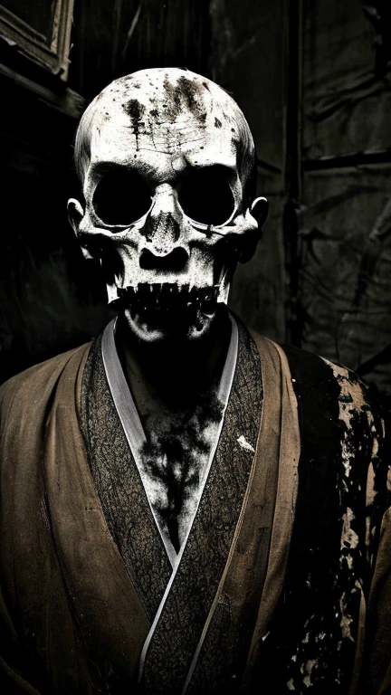 old japanese photo of a samurai skull