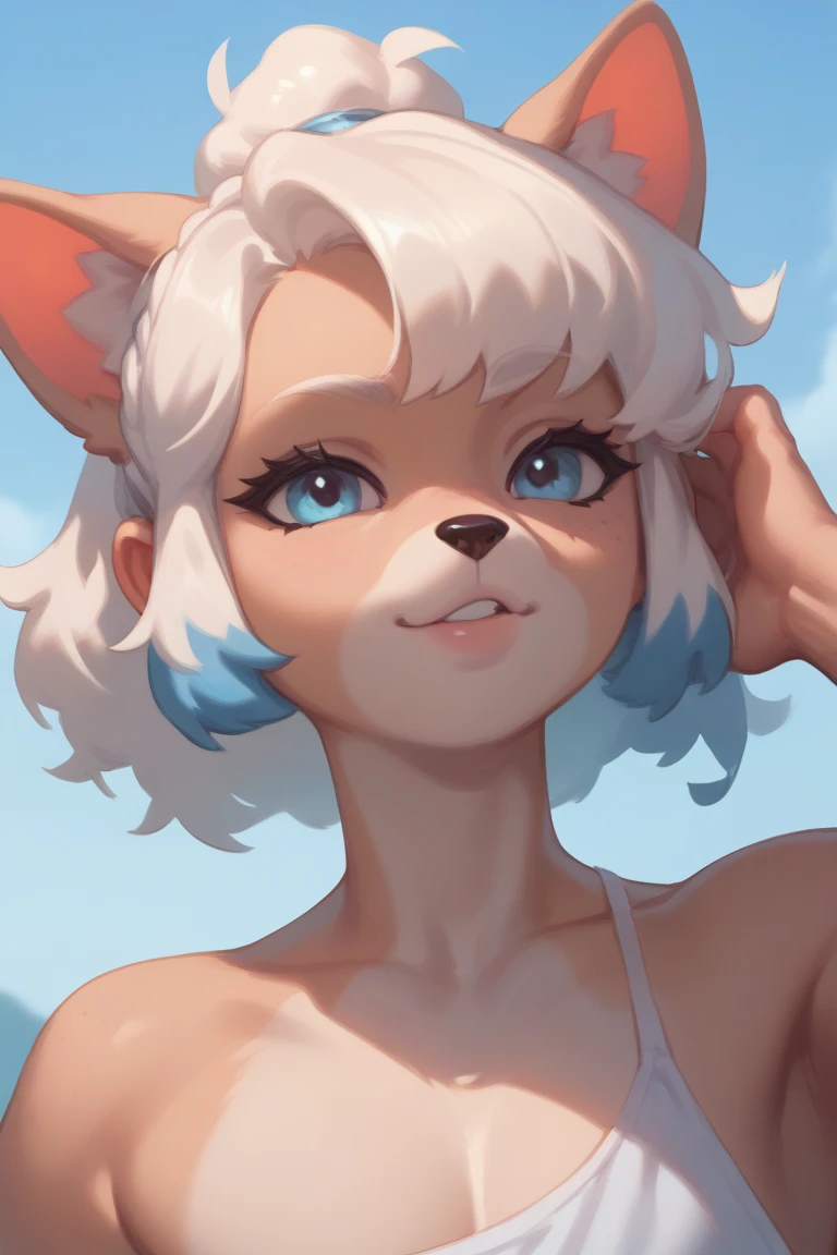 by kenket, by totesfleisch8, (by thebigslick, by silverfox5213:0.8), (by syuro:0.2), (by qupostuv35:1.2), (hi res), ((masterpiece)), ((best quality)), illustration,(anthro,furry,kemono),bunny,rabbit,animal ears, body fur,1girl,solo,planet earth in the sky,(((blue hair,bobbed hair,bangs))),sea blue eyes,silver fur,(((flowing light blue sundress))),beach,moonflowers,exposure blend, medium shot, bokeh, furry rabbit nose, (hdr:1.4), high contrast, (cinematic, blue and turquoise:1.25), (muted colors, dim colors, soothing tones:1.3), low saturation, (hyperdetailed:1.2), (noir:0.4),FurryCore