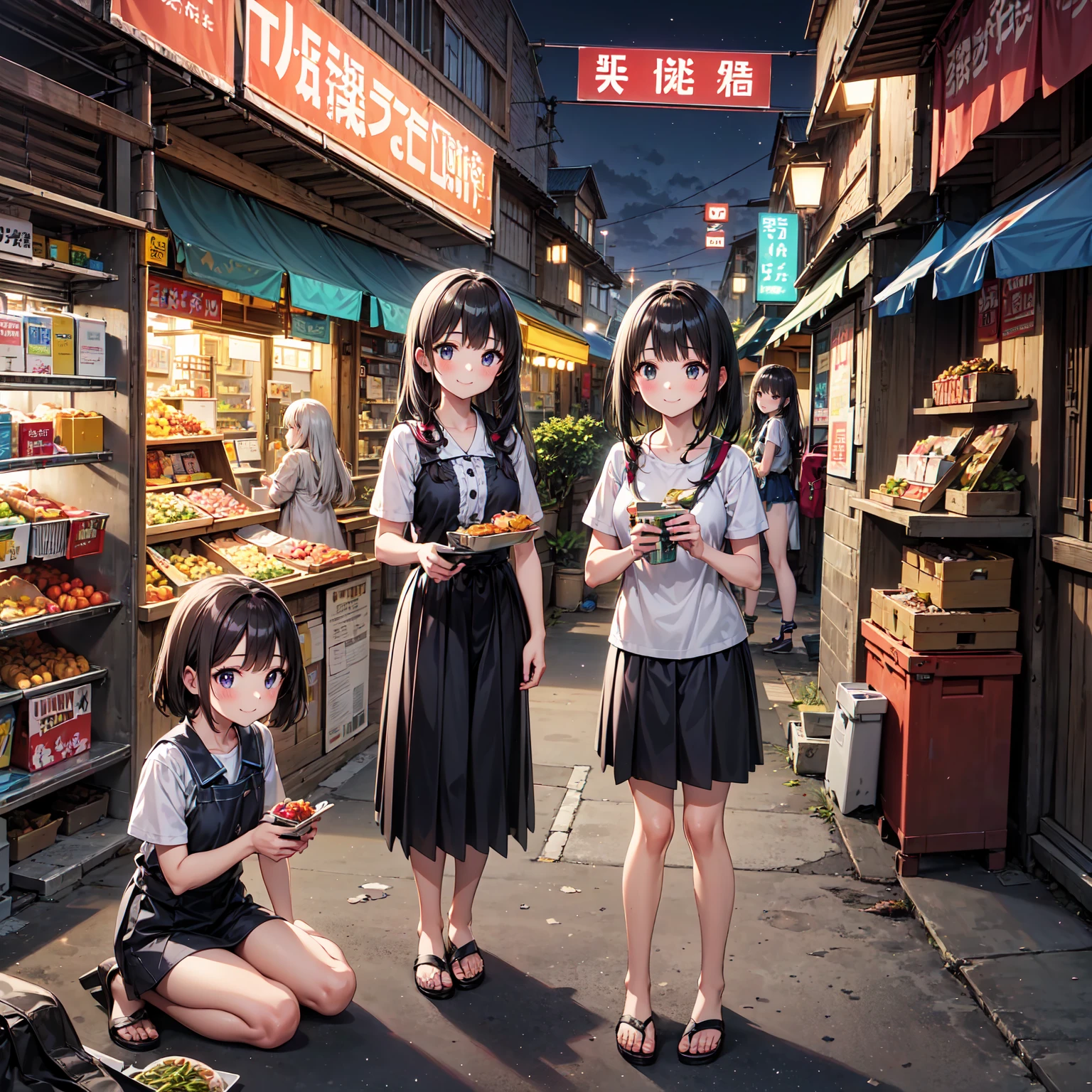 (masterpiece、Highest quality)、(日本のUnsanitary and dim地下街、Night view、Poor Street、Little Girl3People and above、Street lamp、地下へのstage)、(美しいNight view)、(Showa style、Japan favelas、Old and dirty hot spring town)、(stage)、(middle School girls3People and above、Tank top、Panties、smile、fun)、((Unsanitary and dim))、Shady Red Light District、shaved ice、Sale of drinks、(stage)、smile、Happy schoolchildren、Perfect Anatomy