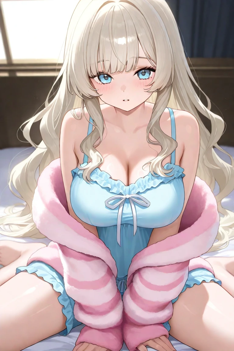 {{{{{16k,Ultra High-resolution realistic romantic photo of neat kneeling Girl in loungewear as a pure embarrasslng virgin as pretty as a actress in the flower field, The way she embarrassed herself is adorable, she transforms into a cute girl of third ranks higher and radiates glowing charm, expressing femininity all over her body while being made into an adult, The more shy she is, the smaller and neatly her face becomes}}}}},{{Extremely detailed}},{{{{{dye her cheeks flush and integrated her head pure small, thick lips, Enchanting thick gross idol's Lips}}}}},{{{{{the best glossy bang neat straight virgin hair}}}}},{{{{{She get more attractive and smoother her body, The bigger her tits get, the thinner her bare waist gets, her breasts have become large, soft, and cleavage-like as she's carefully rubbed them, She's trying to make a cleavage with her hands over her growing tits, she is transformed into a pure virgin, and her expression and appearance are transformed into that of a pure, unused virgin, so clean and pure, Her tits are so fluffy that they overflow if not lifted up, and are depicted in great detail, She's the cutest in her loungewear, embarrassed by her adorably overflowing tits that she can't contain}}}}