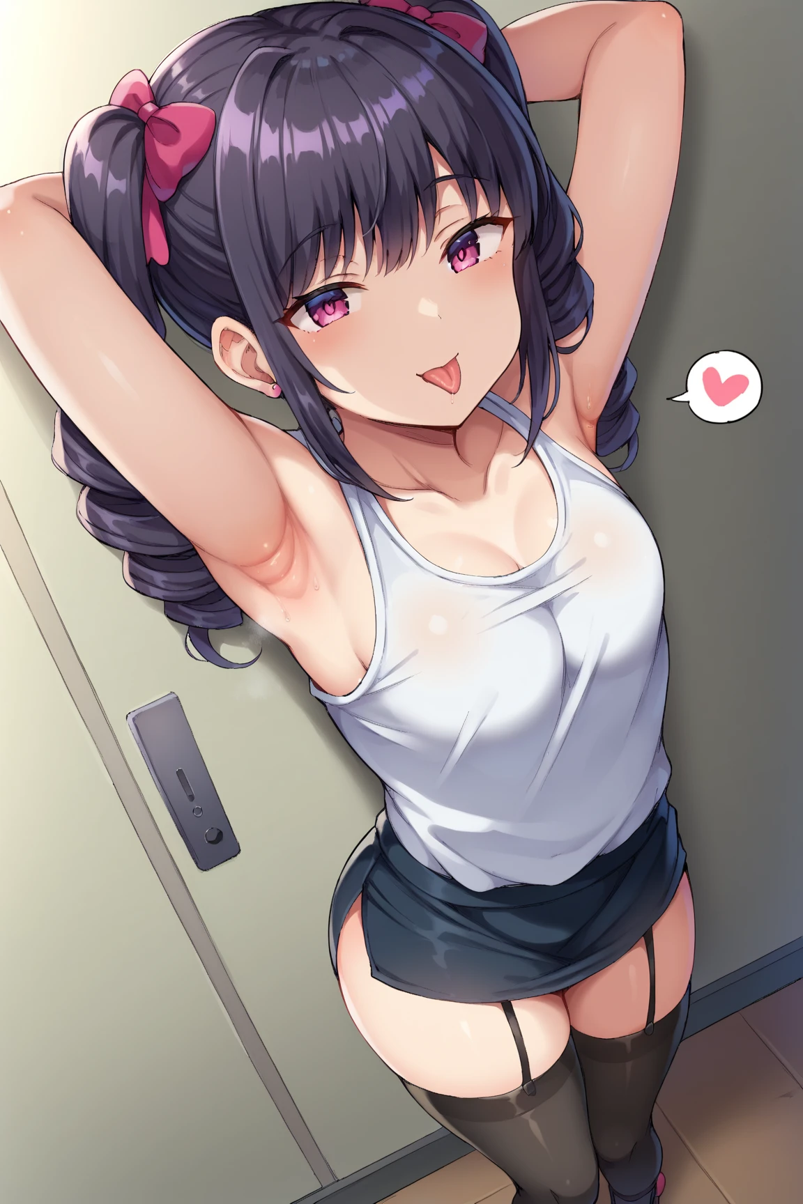 cinematric light, 8K resolution, Detailed eyes and skin, detailed facial features, Young school student, (half-naked: 1.2), bending over, revealing a super tight mini skirt that covers only half of her Ass, Smiling coyly, looking back, Showing a glimpse of her panties (pink and lacy: 1.3). Highly detailed facial and skin texture, Detailed eyes, Double eyelids, Thin eyebrows, Blushed cheeks, Pouty lips, Mini skirt, Sexy pose