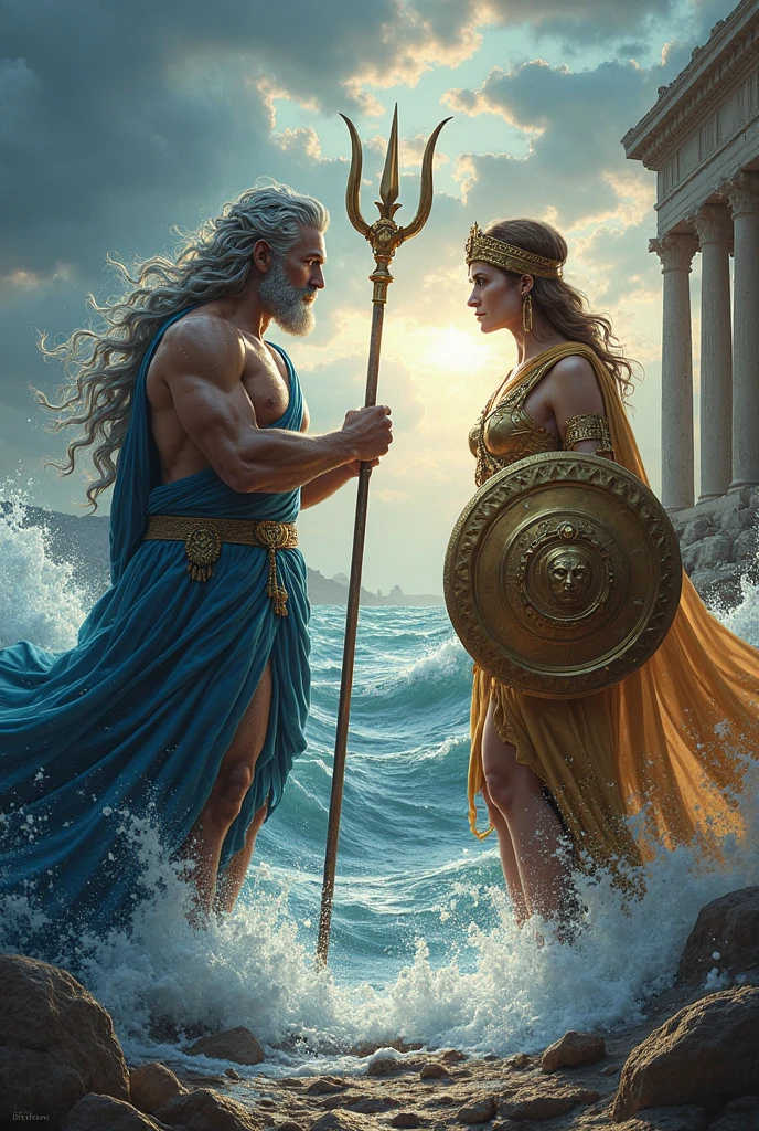 Half image of Athena and Poseidon