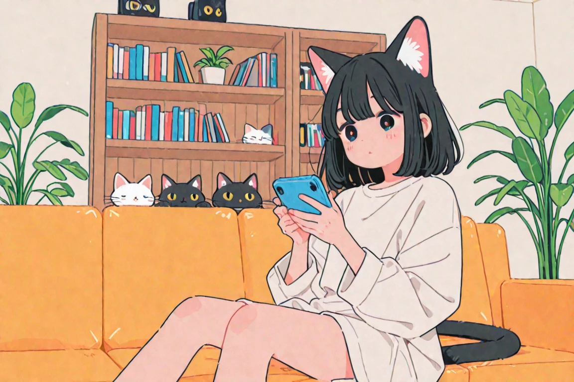 Girl with black hair in bed looking at the camera showing her pussy, boobies (niplles)