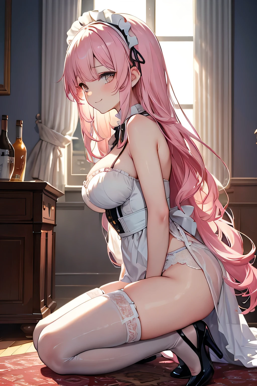 1woman, teacher, high heels, open shirt. standing before blackboard, (realistic:1.5),photorealistic, hype realistic, wide hips, slim fit, wearing a short black skirt, perfect butt, white open shirt, visible underwear, black thigh highs, (photorealistic face:1.2), collar,(small breasts:1.2),thick eyelashes, long eyelashes,(dark hair:1.1), hair ribbon, choker, best quality, streaked hair, half smile, (looking at viewer),sharp focus, (4k),(Masterpiece), (Best Quality), fantasy, extremely detailed, intricate, hyper detailed, (perfect face), illustration, soft lighting,(specular lighting:1.4),yellow eyes, absurdly, corneo_power