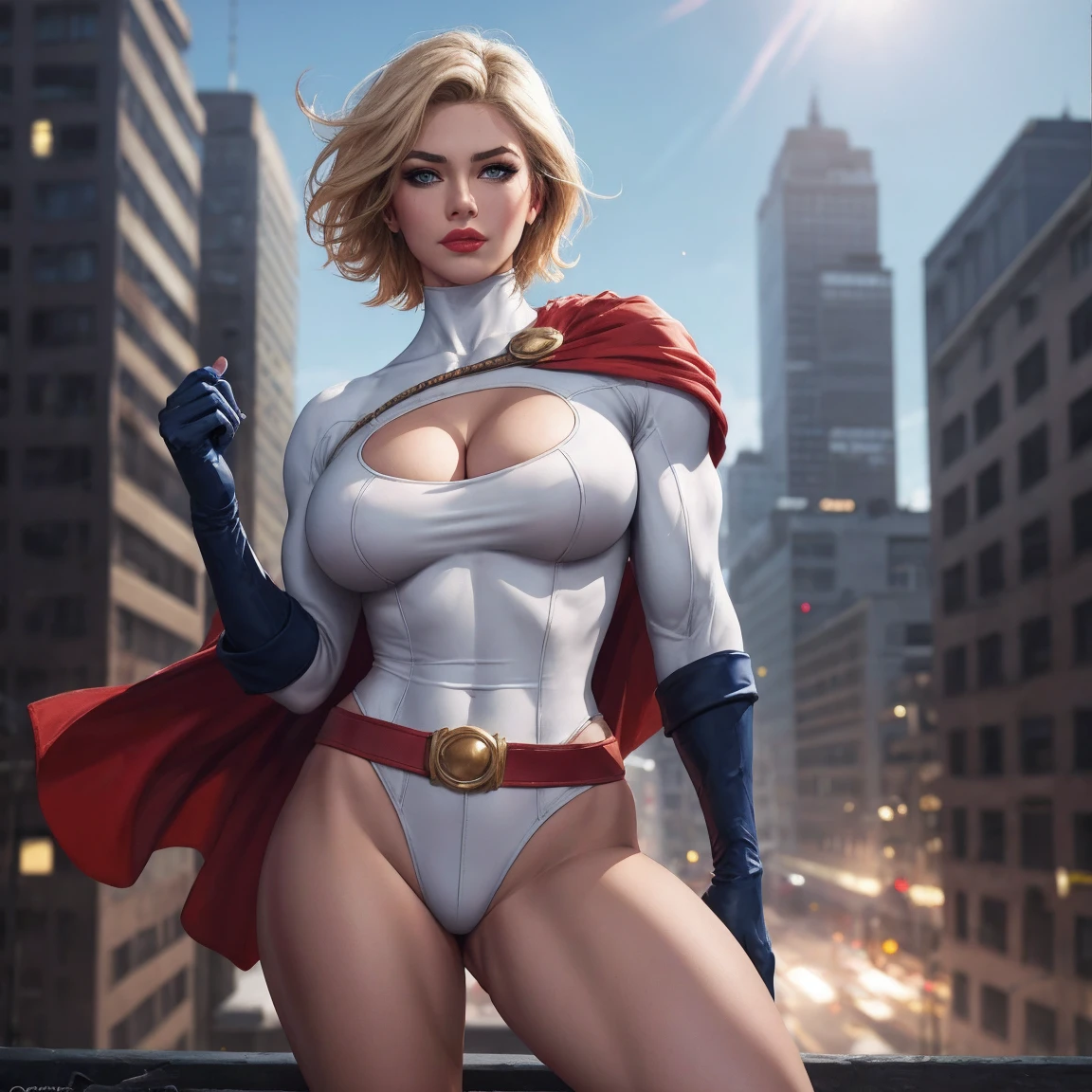 upper body,
masterpiece, best quality, high quality, highres,looking at viewer, straight-on,
ARTSTYLE_EsadRibic_ownwaifu, www.ownwaifu.com,
traditional media
<lora:ARTSTYLE_EsadRibic_ownwaifu-15:1>
CARTOON_DC_powergirl_ownwaifu, www.ownwaifu.com,
breasts, blonde hair, blue eyes, large breasts, short hair, lips, thighs, makeup, lipstick, muscular, muscular female, thick thighs, huge breasts, red lips, groin, curvy,
cleavage, cleavage cutout, clothing cutout, superhero, belt, blue gloves, red cape, white leotard, highleg leotard, highleg, loose belt, turtleneck,
<lora:CARTOON_DC_powergirl_ownwaifu-15:1>