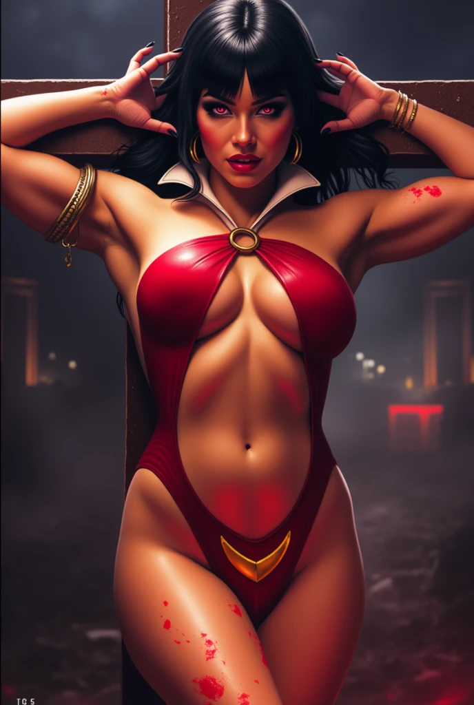 Savita bhabhi, curvy body, deep navel, red lingerie, perfect breasts, showing cleavage, (NSFW:1.4)