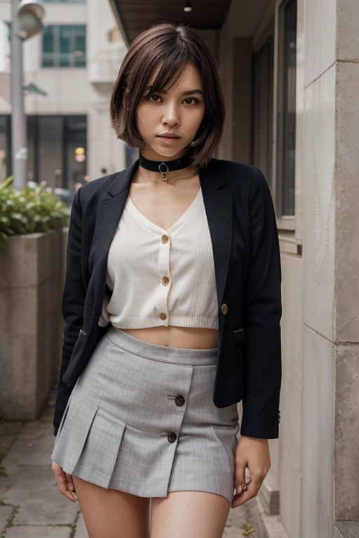 best quality, best anatomy, 1girl, <lora:JennaOrtega_Rebirth:1.1>, black_skirt, whte_shirt, blue_tie, cityspace, night,