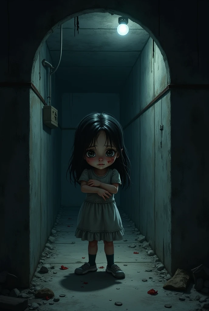 a girl locked in a horror room