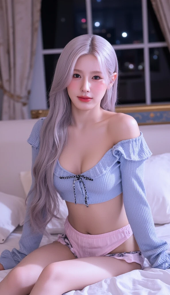 ((naked:1.5, show your tits:1.5, white skin))，spread your legs，big tits，camel toe(((Spread out and show your tits.:1.4)))