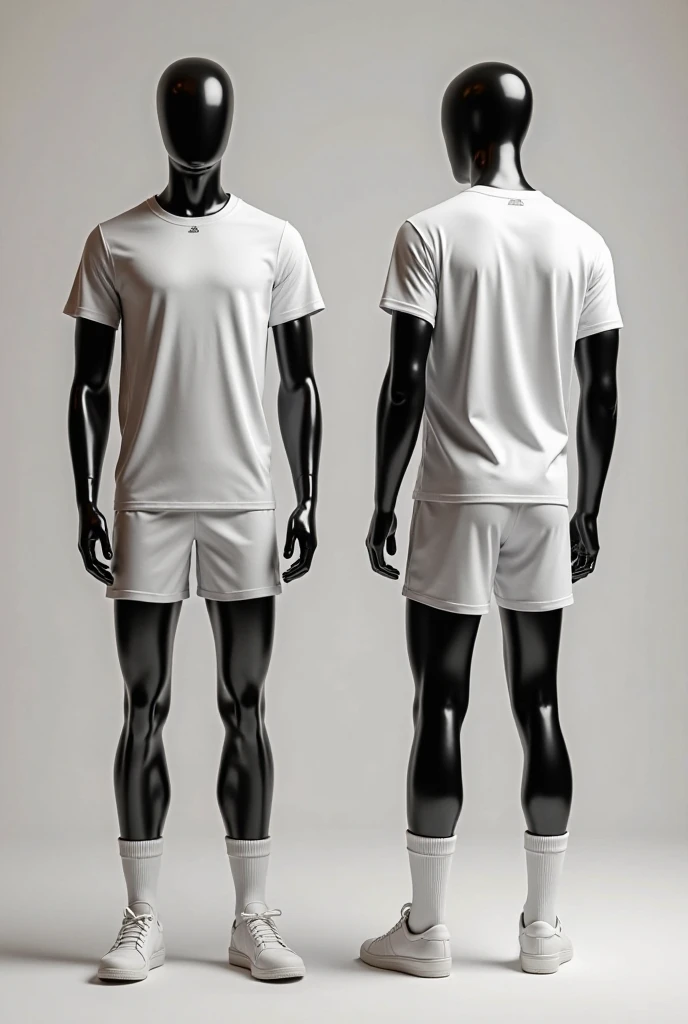 White sportswear mockups in three different front facing positions, side and back 