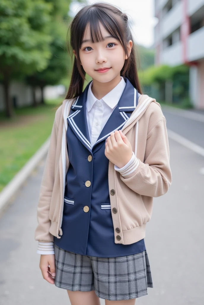 navy long sleeve cardigan:1.5、One person、日本の女子高to be born、One personで、Baby Face、:1.5、Flat Chest、Twin tails、red Plaid skirt、Plaid、Black knee socks、navy long sleeve cardigan:1.5、Red pleated skirt、A bow tie、Sit on a chair、Short Bob、Navy Cardigan、Realistic scale、to be born、Highest quality、Masseter region、Perfect Anatomy、Correct human body、School classroom、A classroom with rows of desks、blackboard、Professional Photographer